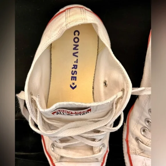 Converse All Star White Womens 7 Distressed Grunge Punk Guitar Comfort Sneakers - Picture 6 of 17